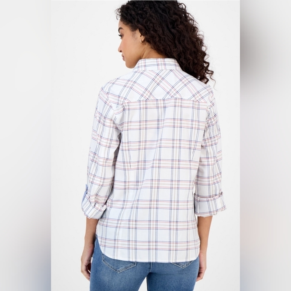 New Nautica Jeans providence plaid cotton roll-tab Shirt - Picture 2 of 9
